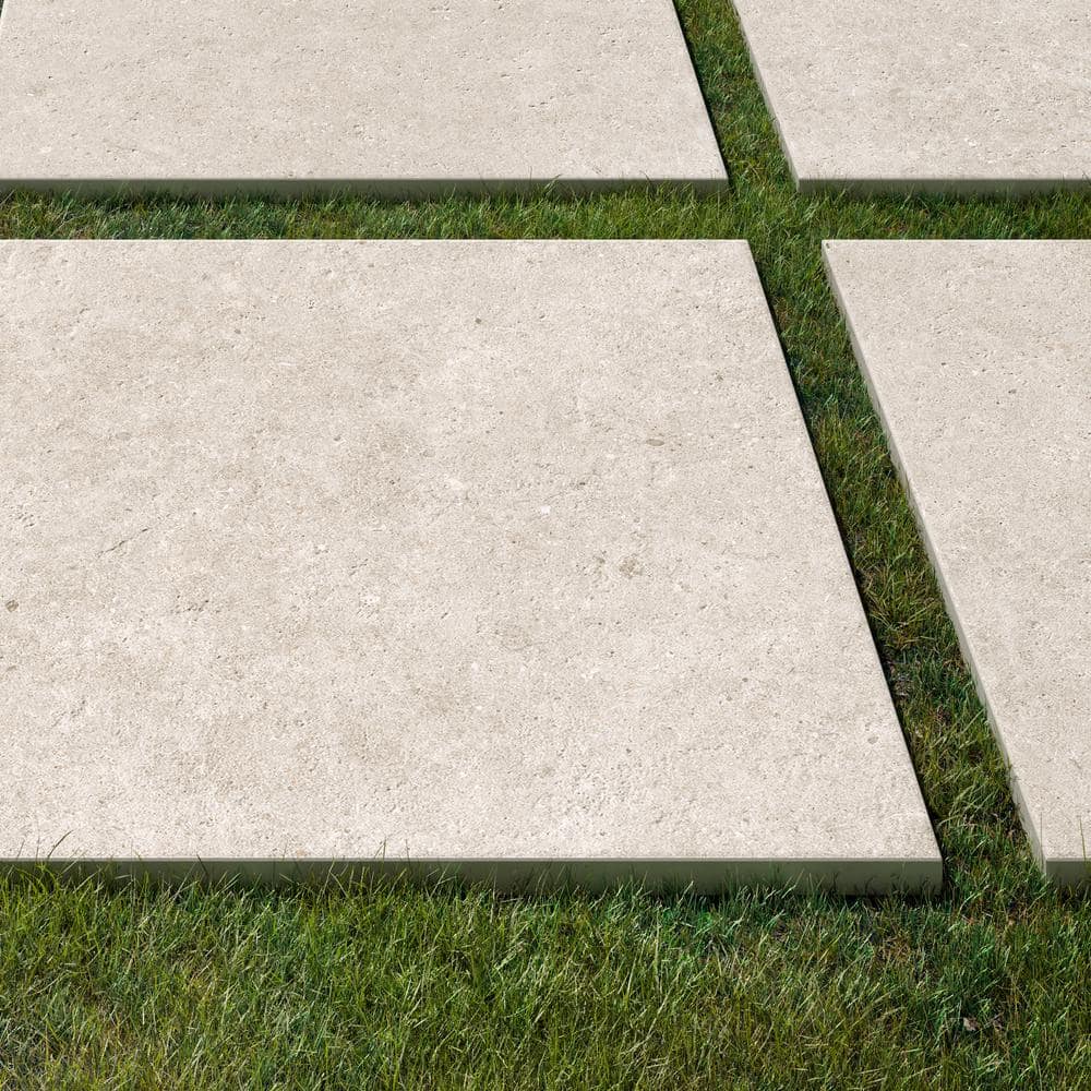 Pietra Limestone White 24 in. x 24 in. x 0.75 in. Stone-Look Porcelain Paver (Case of 2)