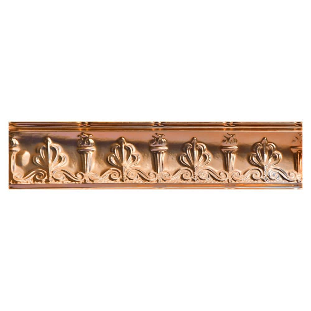FROM PLAIN TO BEAUTIFUL IN HOURS Moonlit Seashore 0.012 in. x 6.44 in. x 48 in. Metal Bed Moulding Nail-up Tin Cornice in Lincoln Copper (24 Ln.ft./Pack)
