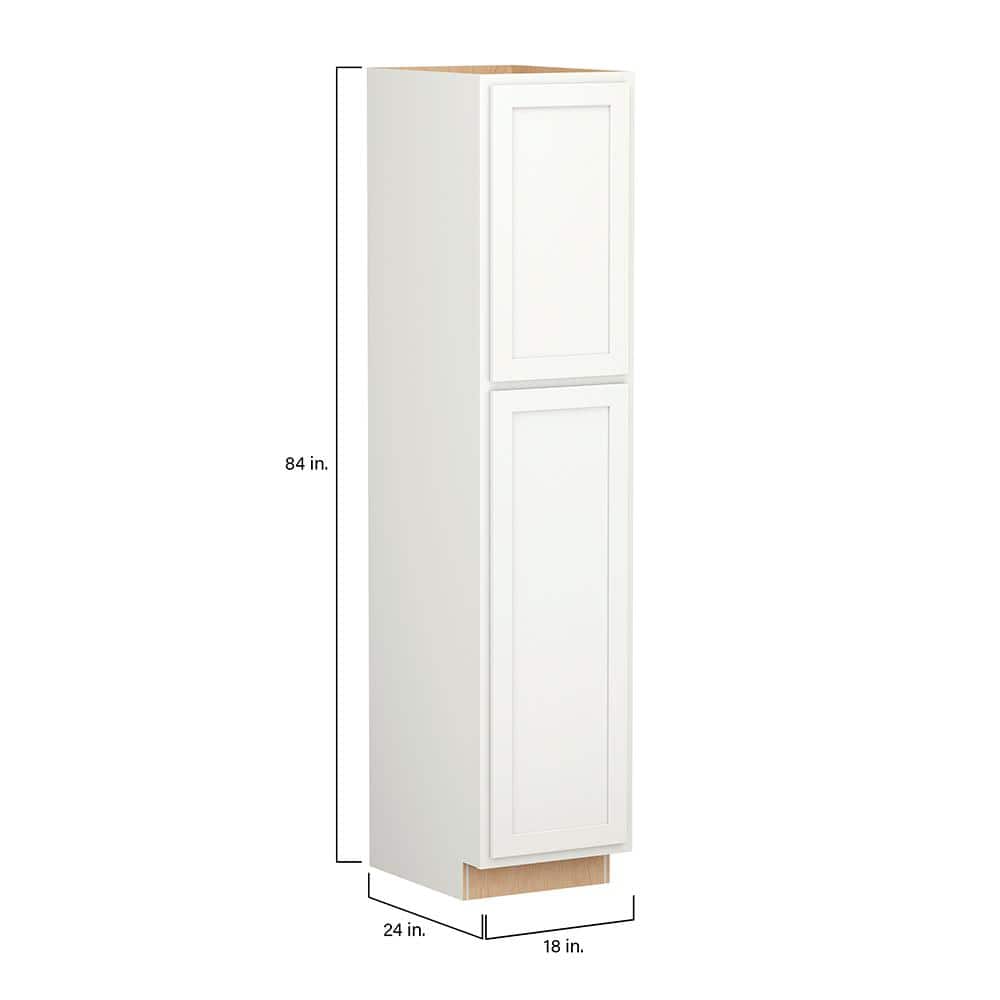 Shaker Partial Overlay 18 in. W x 24 in. D x 84 in. H Plywood Assembled Utility Kitchen Cabinet in Linen White