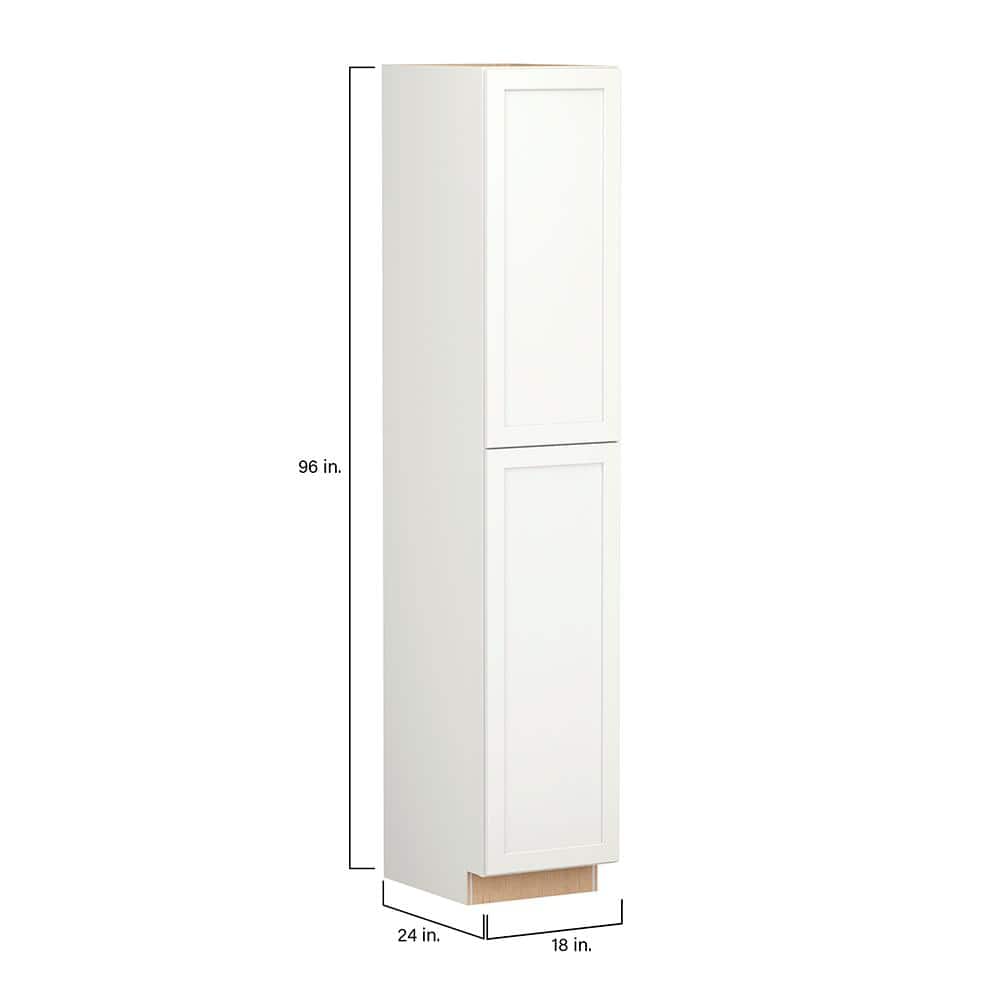 Shaker Full Overlay 18 in. W x 24 in. D x 96 in. H Plywood Assembled Utility Kitchen Cabinet in Linen White