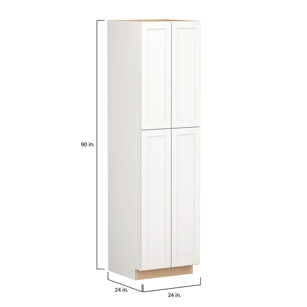 Shaker Full Overlay 24 in. W x 24 in. D x 90 in. H Plywood Assembled Utility Kitchen Cabinet in Linen White