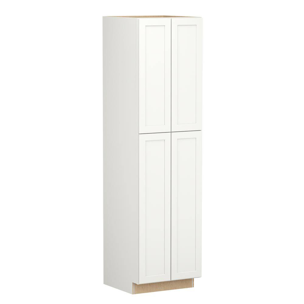 Shaker Full Overlay 24 in. W x 24 in. D x 90 in. H Plywood Assembled Utility Kitchen Cabinet in Linen White