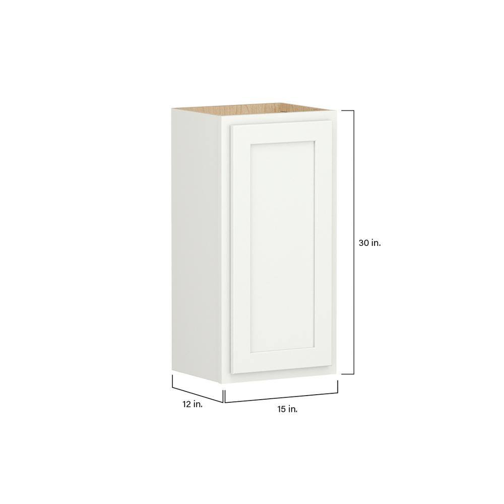 Shaker Partial Overlay 15 in. W x 12 in. D x 30 in. H Plywood Assembled Wall Kitchen Cabinet in Linen White
