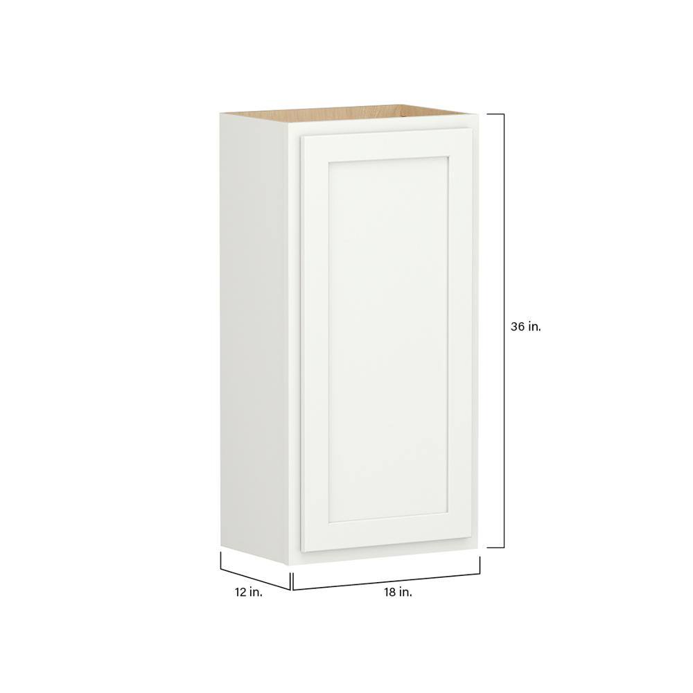 Shaker Partial Overlay 18 in. W x 12 in. D x 36 in. H Plywood Assembled Wall Kitchen Cabinet in Linen White
