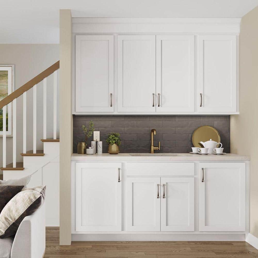 Shaker Partial Overlay 18 in. W x 12 in. D x 36 in. H Plywood Assembled Wall Kitchen Cabinet in Linen White