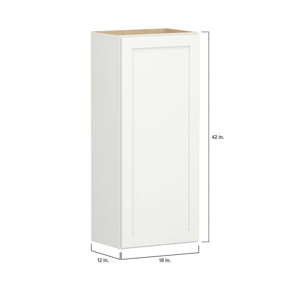 Shaker Full Overlay 18 in. W x 12 in. D x 42 in. H Plywood Assembled Wall Kitchen Cabinet in Linen White