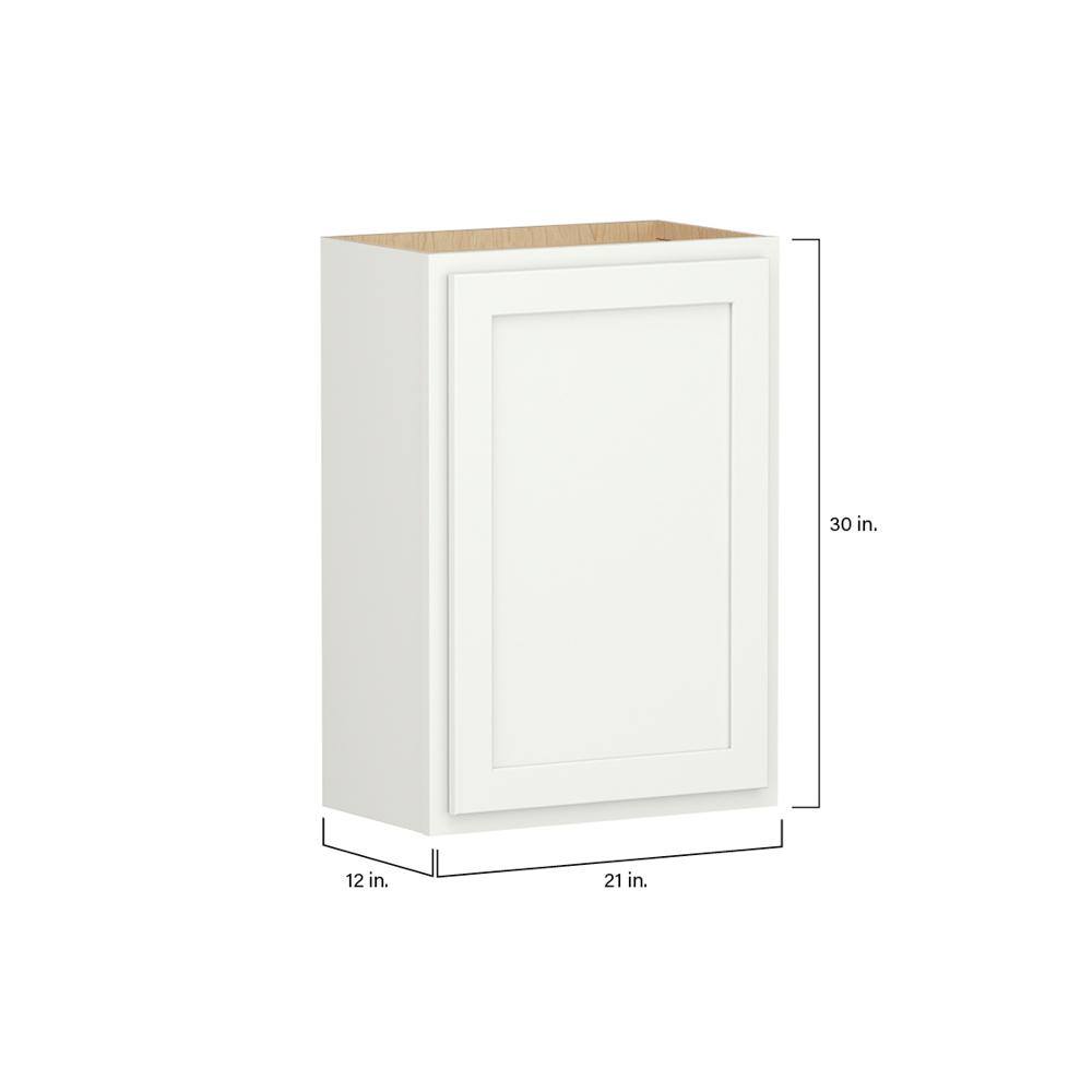 Shaker Partial Overlay 21 in. W x 12 in. D x 30 in. H Plywood Assembled Wall Kitchen Cabinet in Linen White