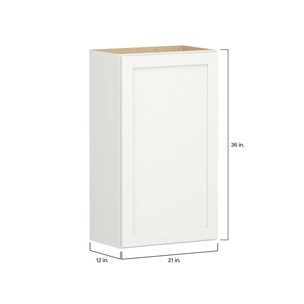 Shaker Full Overlay 21 in. W x 12 in. D x 36 in. H Plywood Assembled Wall Kitchen Cabinet in Linen White