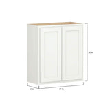Shaker Partial Overlay 27 in. W x 12 in. D x 30 in. H Plywood Assembled Wall Kitchen Cabinet in Linen White