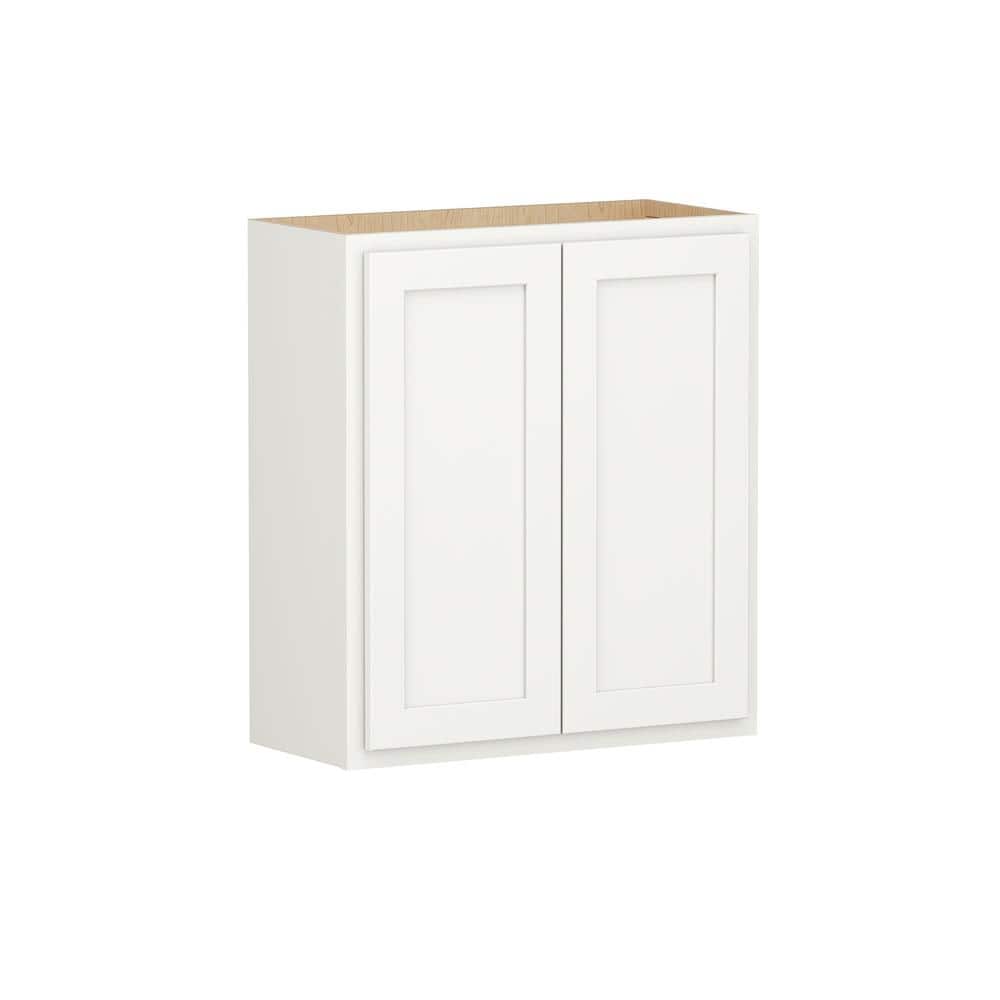 Shaker Partial Overlay 27 in. W x 12 in. D x 30 in. H Plywood Assembled Wall Kitchen Cabinet in Linen White