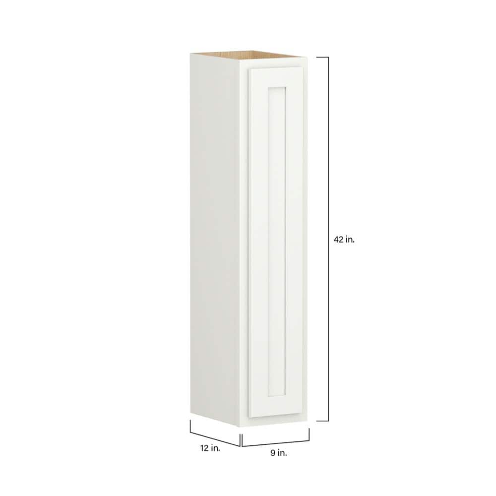 Shaker Partial Overlay 9 in. W x 12 in. D x 42 in. H Plywood Assembled Wall Kitchen Cabinet in Linen White