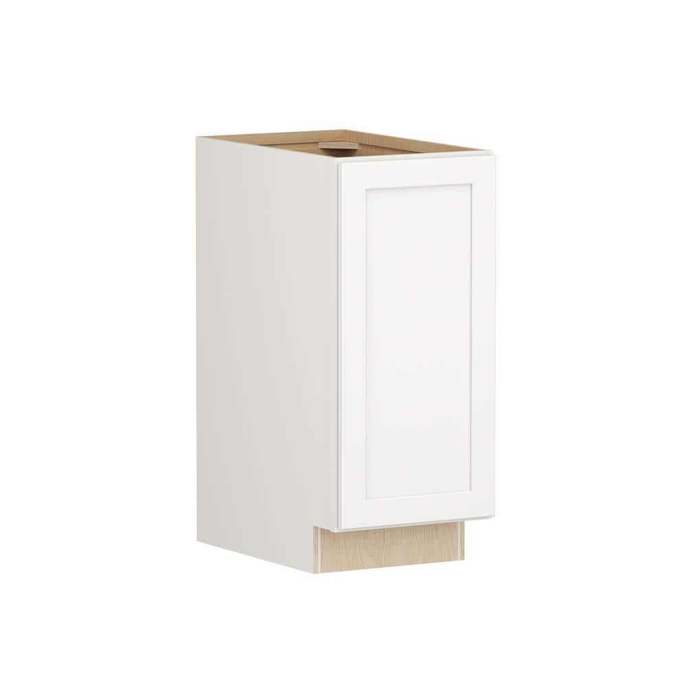 SIMPLY WOODMARK PRO Shaker Full Overlay 15 in. W. x 24 in. D x 34.5 in. H Plywood Assembled Full Height Base Kitchen Cabinet in Linen White