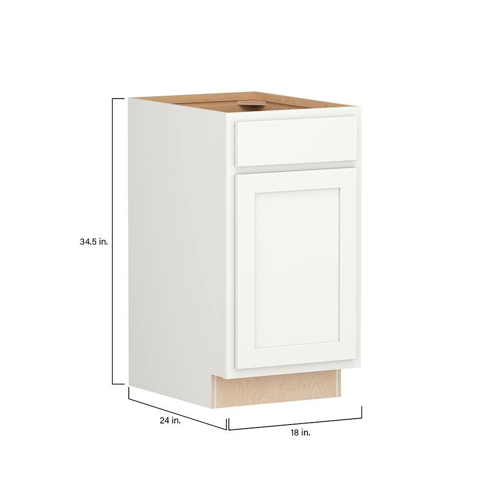 SIMPLY WOODMARK PRO Shaker Partial Overlay 18 in. W x 24 in. D x 34.5 in. H Plywood Assembled Base Kitchen Cabinet in Linen White