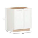 SIMPLY WOODMARK PRO Shaker Full Overlay 30 in. W. x 24 in. D x 34.5 in. H Plywood Assembled Full Height Base Kitchen Cabinet in Linen White