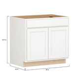 SIMPLY WOODMARK PRO Shaker Partial Overlay 36 in. W x 24 in. D x 34.5 in. H Plywood Assembled Base Kitchen Cabinet in Linen White