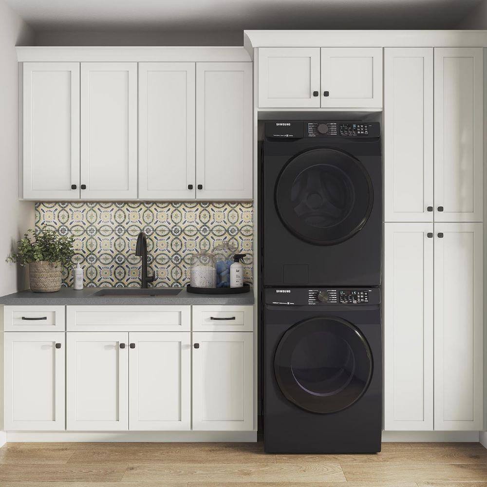 SIMPLY WOODMARK PRO Shaker Full Overlay 33 in. W x 24 in. D x 34.5 in. H Plywood Assembled Sink Base Kitchen Cabinet in Linen White