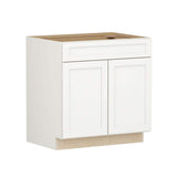 SIMPLY WOODMARK PRO Shaker Full Overlay 33 in. W x 24 in. D x 34.5 in. H Plywood Assembled Sink Base Kitchen Cabinet in Linen White