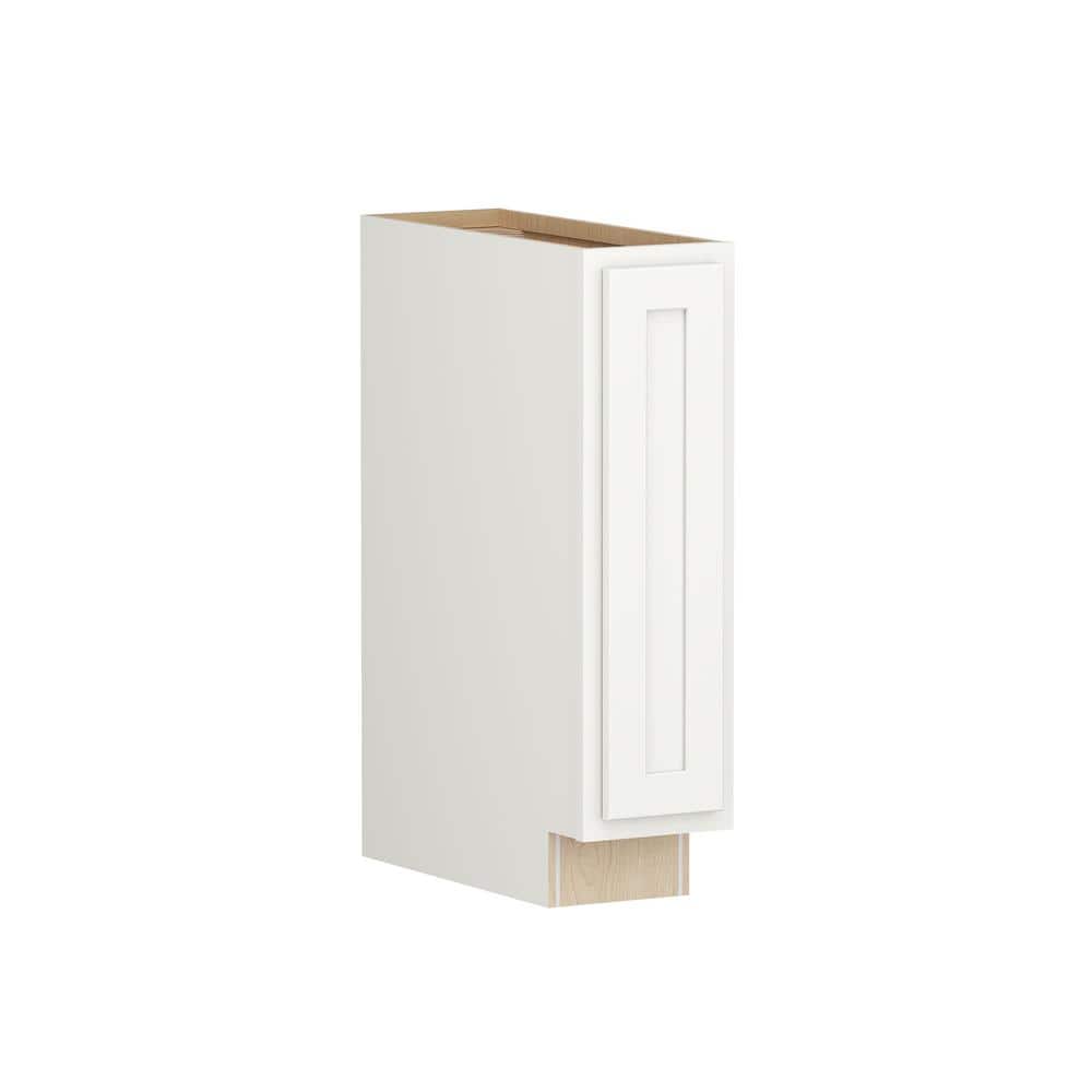 SIMPLY WOODMARK PRO Shaker Partial Overlay 9 in. W x 24 in. D x 34.5 in. H Plywood Assembled Full Height Base Kitchen Cabinet in Linen White