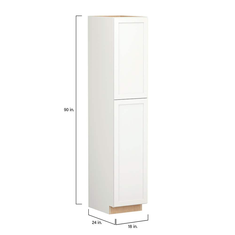 SIMPLY WOODMARK PRO Shaker Full Overlay 18 in. W x 24 in. D x 90 in. H Plywood Assembled Utility Kitchen Cabinet in Linen White