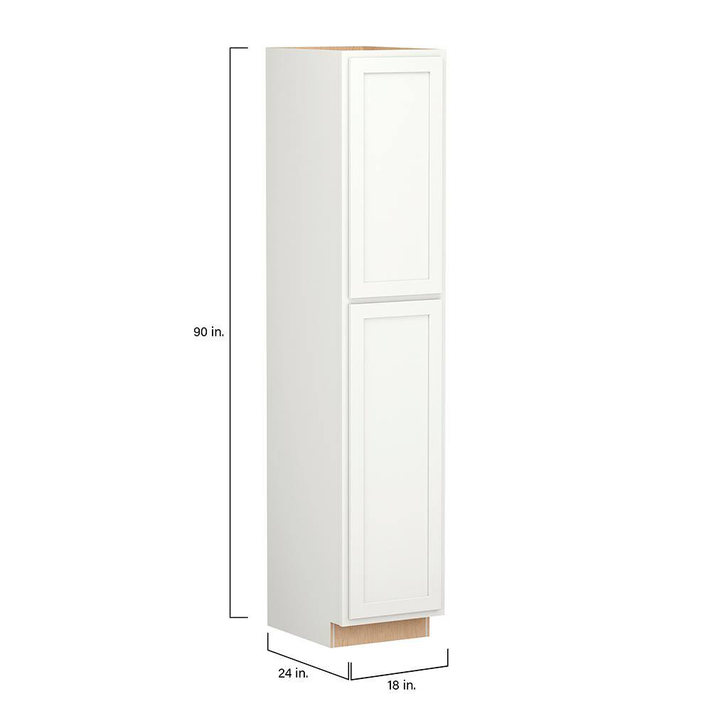 SIMPLY WOODMARK PRO Shaker Partial Overlay 18 in. W x 24 in. D x 90 in. H Plywood Assembled Utility Kitchen Cabinet in Linen White