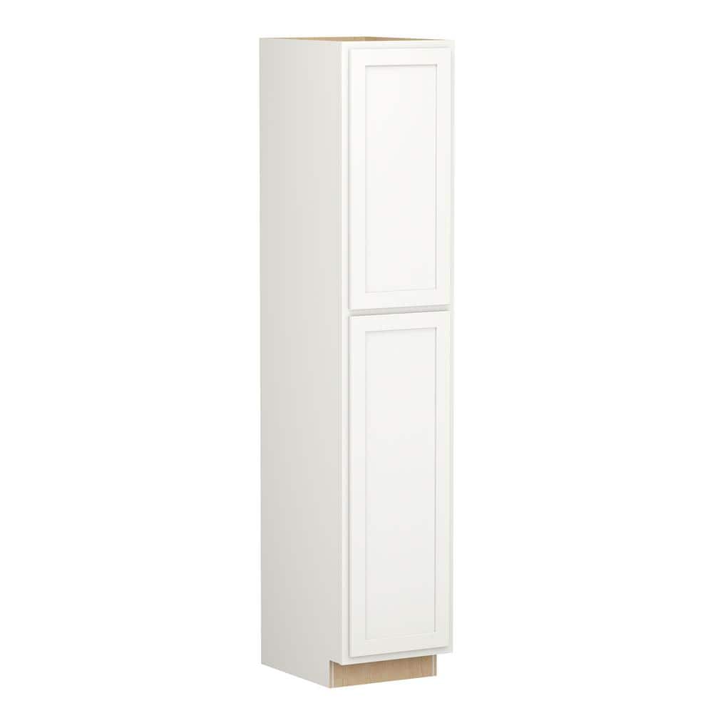 SIMPLY WOODMARK PRO Shaker Partial Overlay 18 in. W x 24 in. D x 90 in. H Plywood Assembled Utility Kitchen Cabinet in Linen White