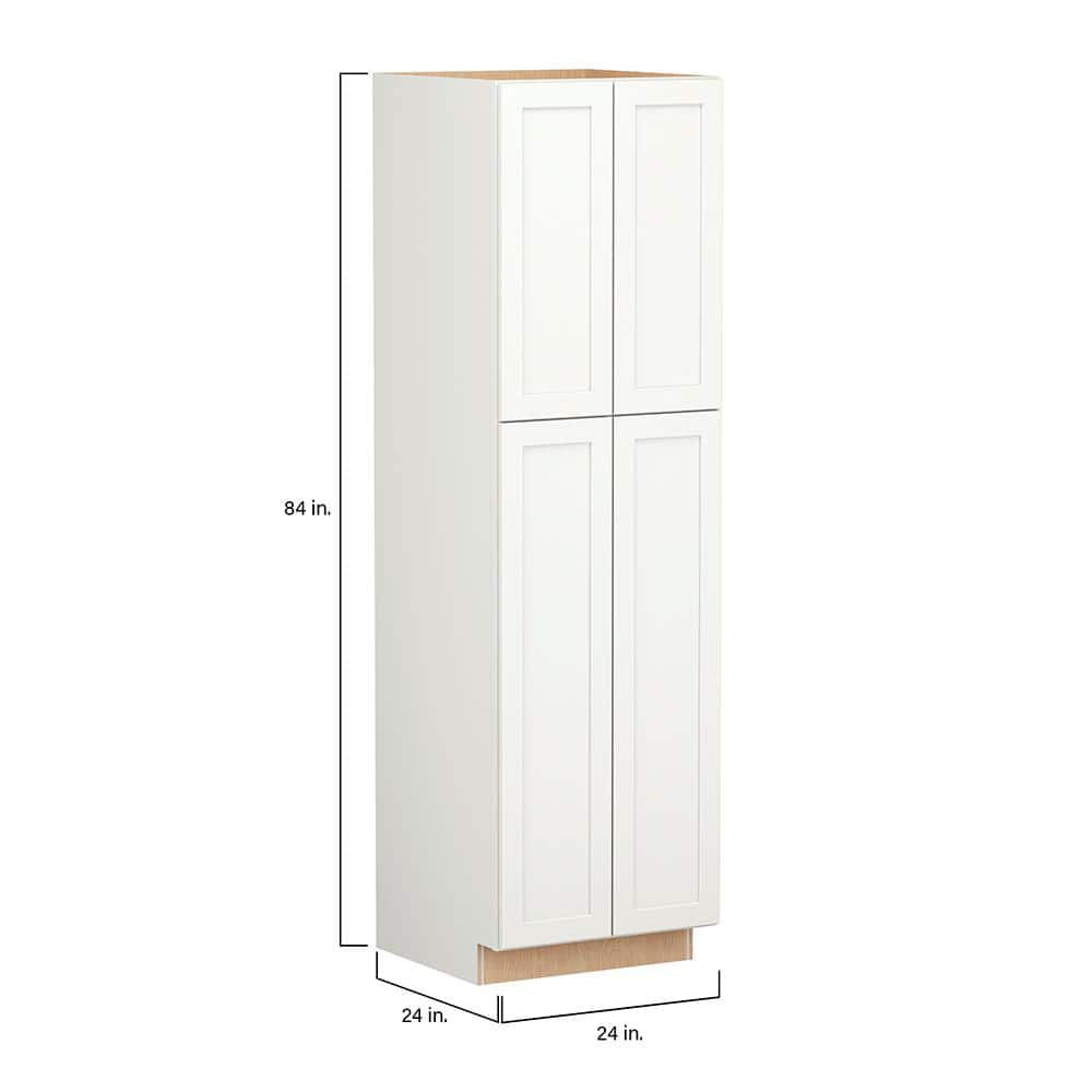 SIMPLY WOODMARK PRO Shaker Full Overlay 24 in. W x 24 in. D x 84 in. H Plywood Assembled Utility Kitchen Cabinet in Linen White
