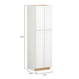 SIMPLY WOODMARK PRO Shaker Full Overlay 24 in. W x 24 in. D x 84 in. H Plywood Assembled Utility Kitchen Cabinet in Linen White