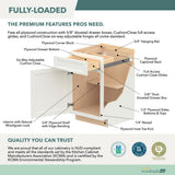 SIMPLY WOODMARK PRO Shaker Partial Overlay 36 in W x 20.75 in D x 34.5 in H Plywood Assembled Vanity Sink Base Bath Cabinet in Linen White