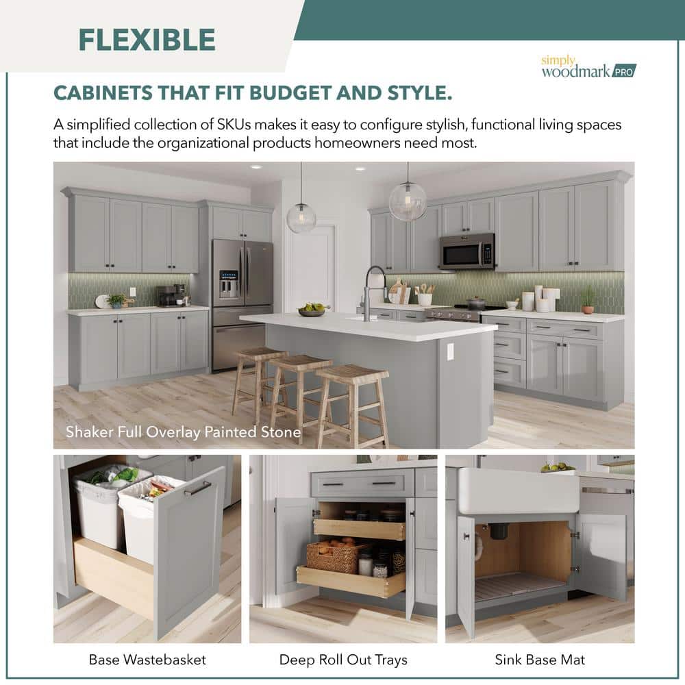 SIMPLY WOODMARK PRO Shaker Partial Overlay 12 in. W x 12 in. D x 30 in. H Plywood Assembled Wall Kitchen Cabinet in Linen White