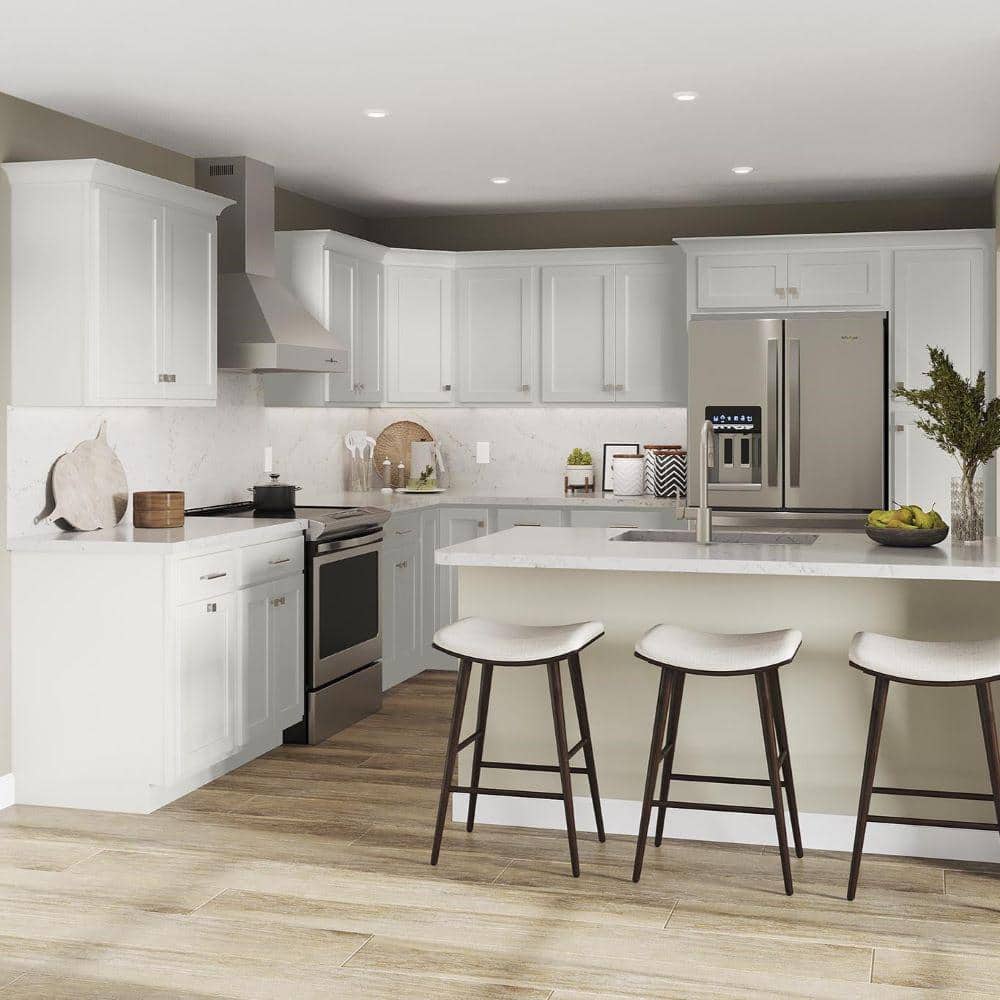 SIMPLY WOODMARK PRO Shaker Partial Overlay 12 in. W x 12 in. D x 30 in. H Plywood Assembled Wall Kitchen Cabinet in Linen White