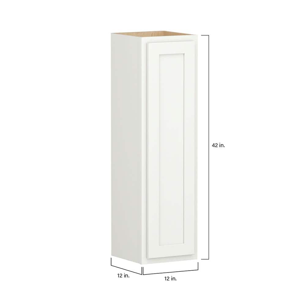SIMPLY WOODMARK PRO Shaker Partial Overlay 12 in. W x 12 in. D x 42 in. H Plywood Assembled Wall Kitchen Cabinet in Linen White