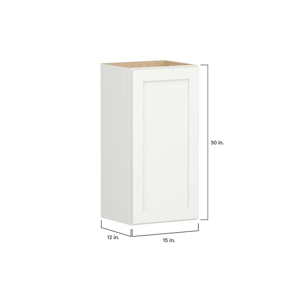 SIMPLY WOODMARK PRO Shaker Full Overlay 15 in. W x 12 in. D x 30 in. H Plywood Assembled Wall Kitchen Cabinet in Linen White