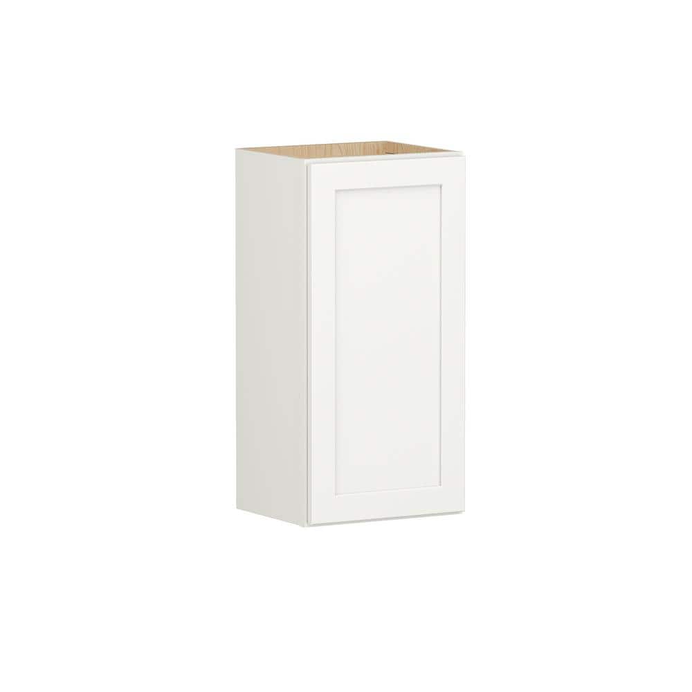 SIMPLY WOODMARK PRO Shaker Full Overlay 15 in. W x 12 in. D x 30 in. H Plywood Assembled Wall Kitchen Cabinet in Linen White