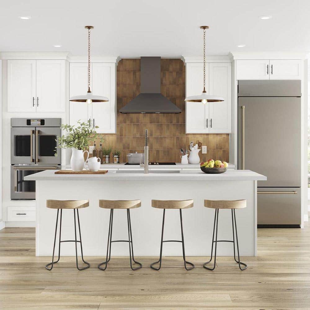 SIMPLY WOODMARK PRO Shaker Full Overlay 15 in. W x 12 in. D x 30 in. H Plywood Assembled Wall Kitchen Cabinet in Linen White