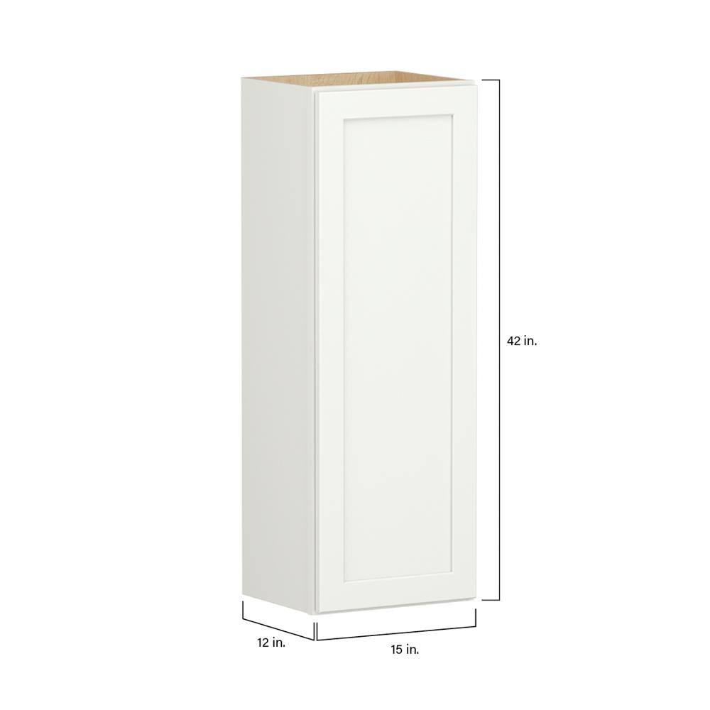 SIMPLY WOODMARK PRO Shaker Full Overlay 15 in. W x 12 in. D x 42 in. H Plywood Assembled Wall Kitchen Cabinet in Linen White