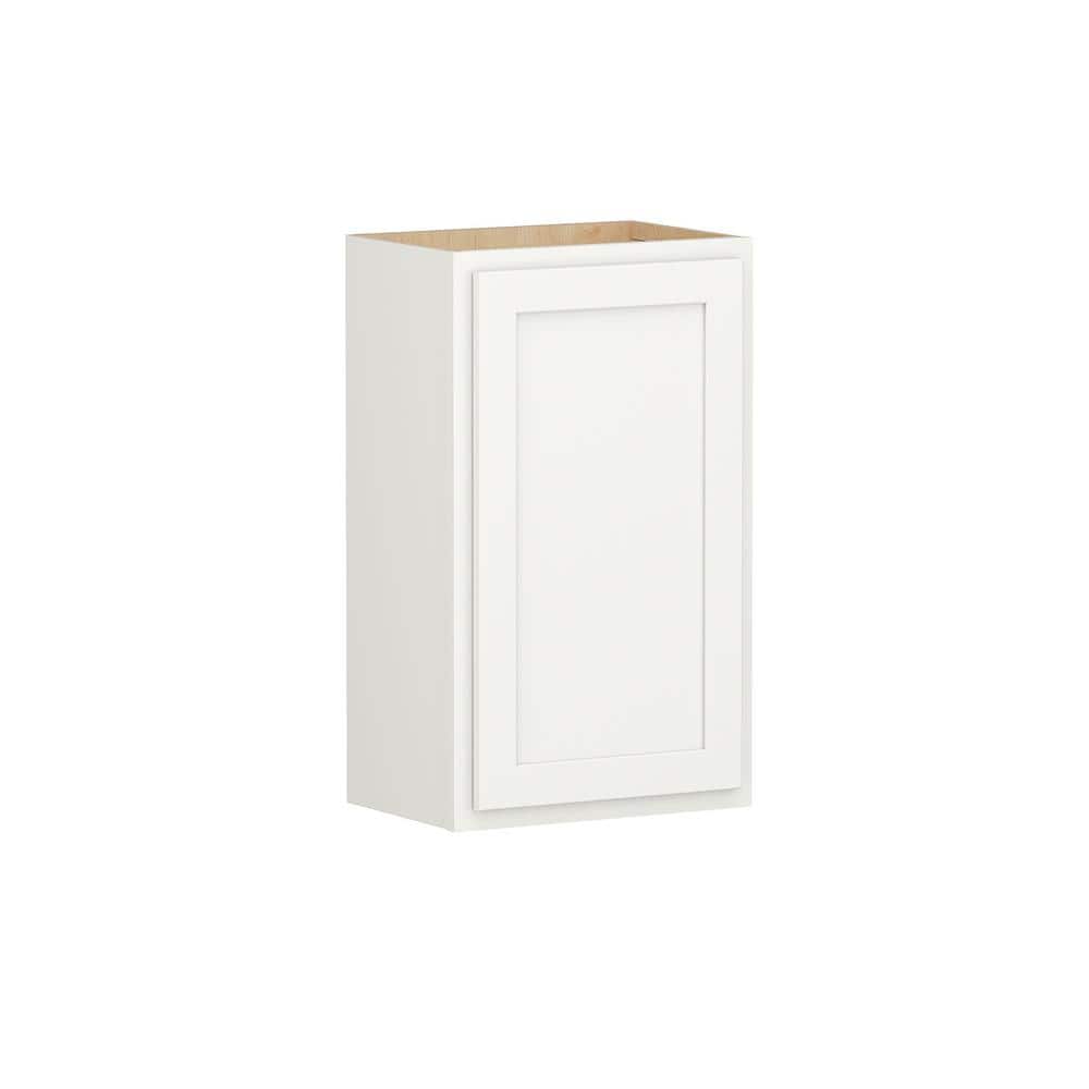 SIMPLY WOODMARK PRO Shaker Partial Overlay 18 in. W x 12 in. D x 30 in. H Plywood Assembled Wall Kitchen Cabinet in Linen White