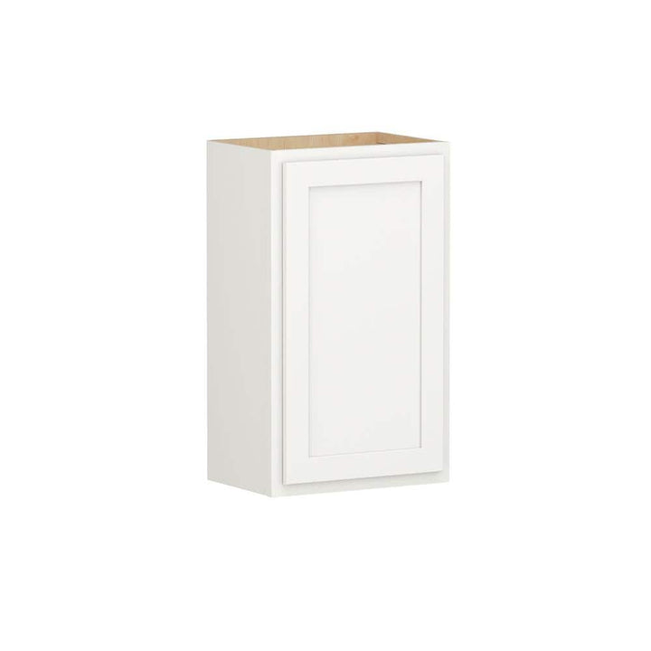 SIMPLY WOODMARK PRO Shaker Partial Overlay 18 in. W x 12 in. D x 30 in. H Plywood Assembled Wall Kitchen Cabinet in Linen White