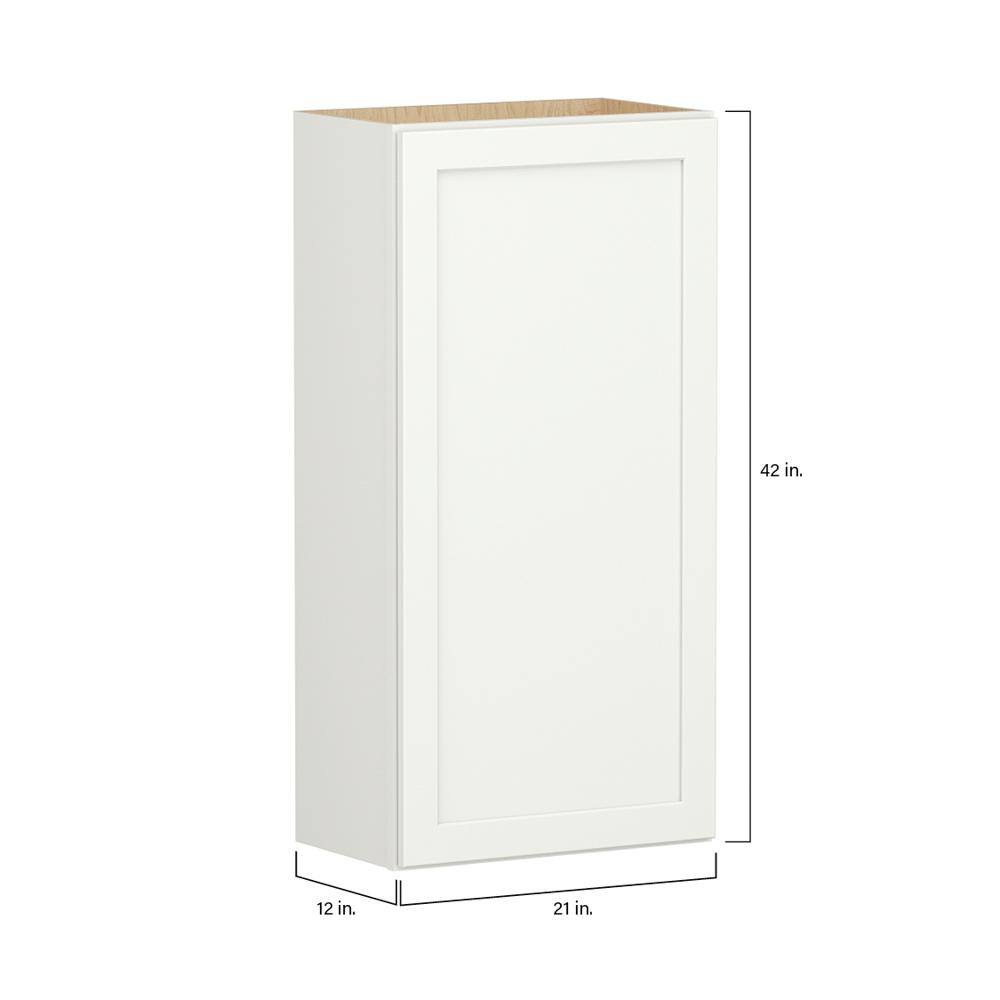 SIMPLY WOODMARK PRO Shaker Full Overlay 21 in. W x 12 in. D x 42 in. H Plywood Assembled Wall Kitchen Cabinet in Linen White