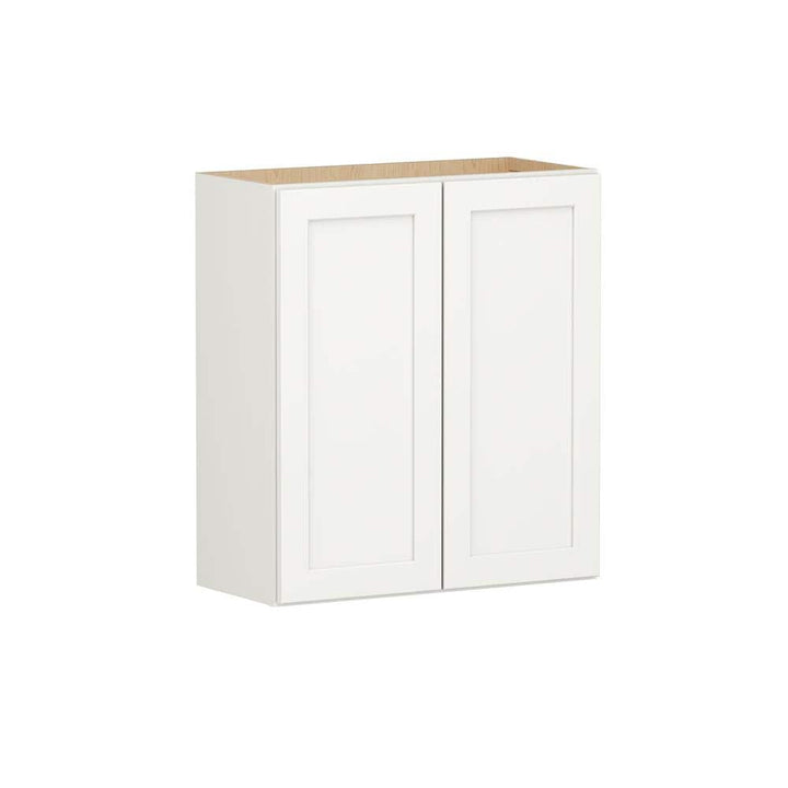 SIMPLY WOODMARK PRO Shaker Full Overlay 27 in. W x 12 in. D x 30 in. H Plywood Assembled Wall Kitchen Cabinet in Linen White
