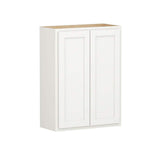 SIMPLY WOODMARK PRO Shaker Partial Overlay 27 in. W x 12 in. D x 36 in. H Plywood Assembled Wall Kitchen Cabinet in Linen White