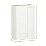 SIMPLY WOODMARK PRO Shaker Full Overlay 27 in. W x 12 in. D x 42 in. H Plywood Assembled Wall Kitchen Cabinet in Linen White
