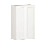 SIMPLY WOODMARK PRO Shaker Full Overlay 27 in. W x 12 in. D x 42 in. H Plywood Assembled Wall Kitchen Cabinet in Linen White