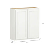 SIMPLY WOODMARK PRO Shaker Partial Overlay 33 in. W x 12 in. D x 36 in. H Plywood Assembled Wall Kitchen Cabinet in Linen White