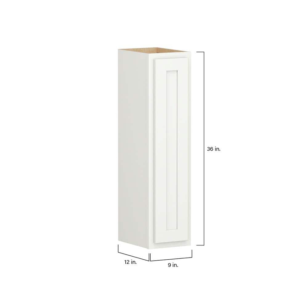 SIMPLY WOODMARK PRO Shaker Partial Overlay 9 in. W x 12 in. D x 36 in. H Plywood Assembled Wall Kitchen Cabinet in Linen White