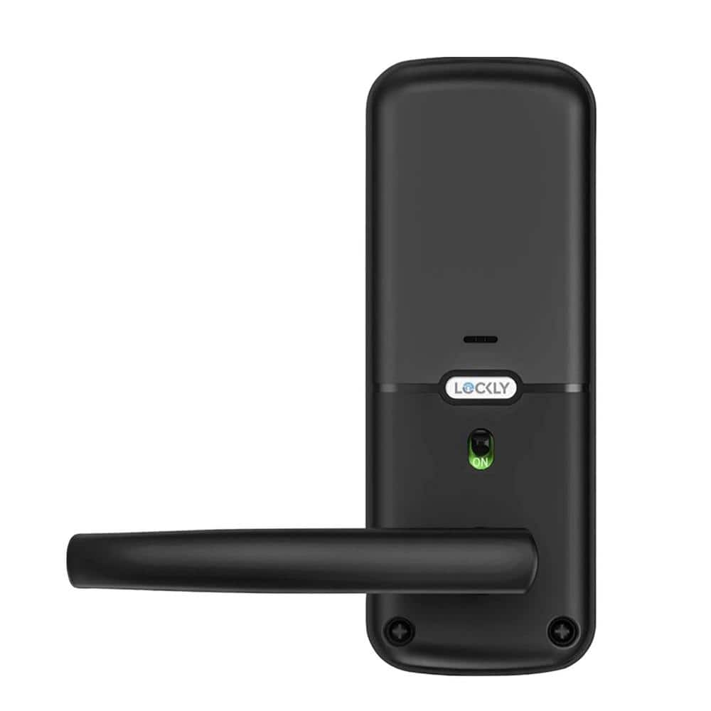 Lockly Secure Plus Matte Black Smart Touchscreen Hack-proof Keypad Door Latch Lock with Biometric Fingerprint and Bluetooth