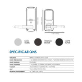 Lockly Secure Pro Satin Nickel Smart WiFi Mobile App-Controlled Lever Latch, 3D Fingerprint, Keypad, Works w/ Hey Google/Alexa