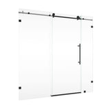 Logmey 72 in. W x 74 in. H Frameless Sliding Shower Door in Matte Black with Clear Glass