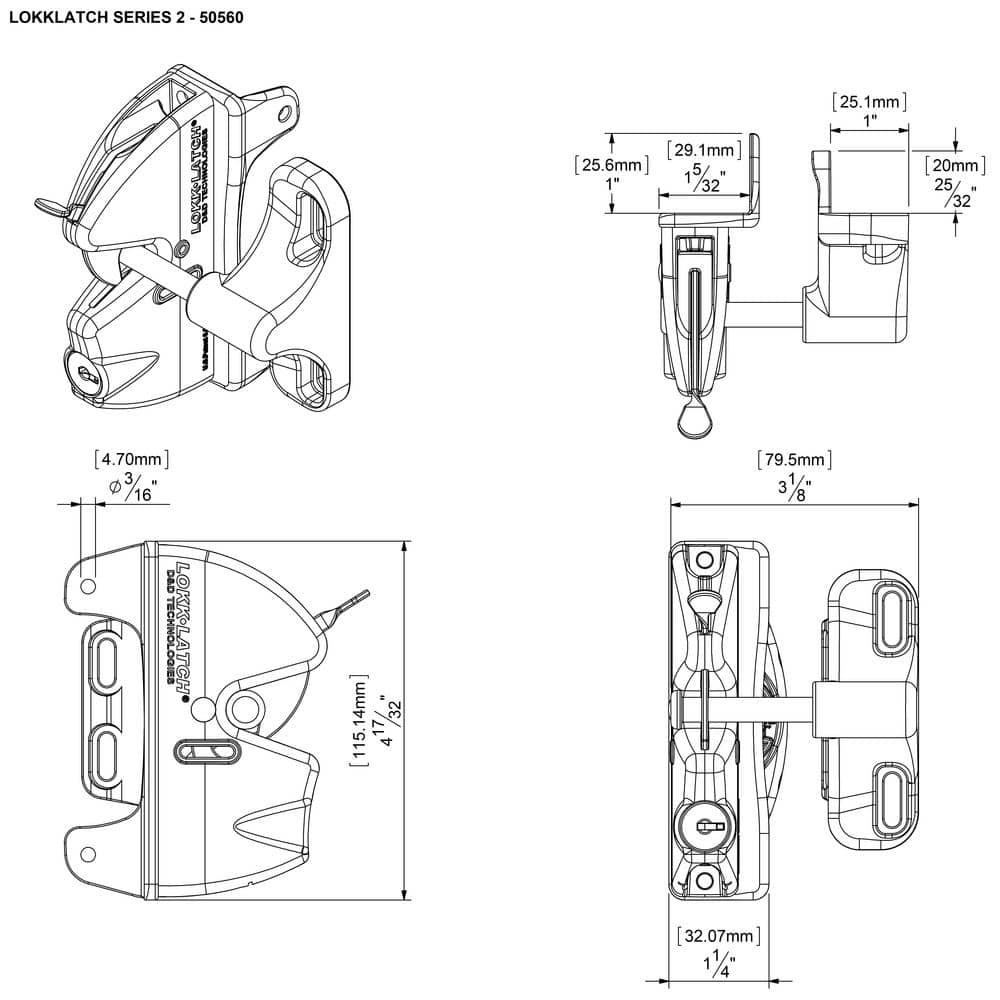 LOKKLATCH D&D Black Key-Lockable Gate Latch