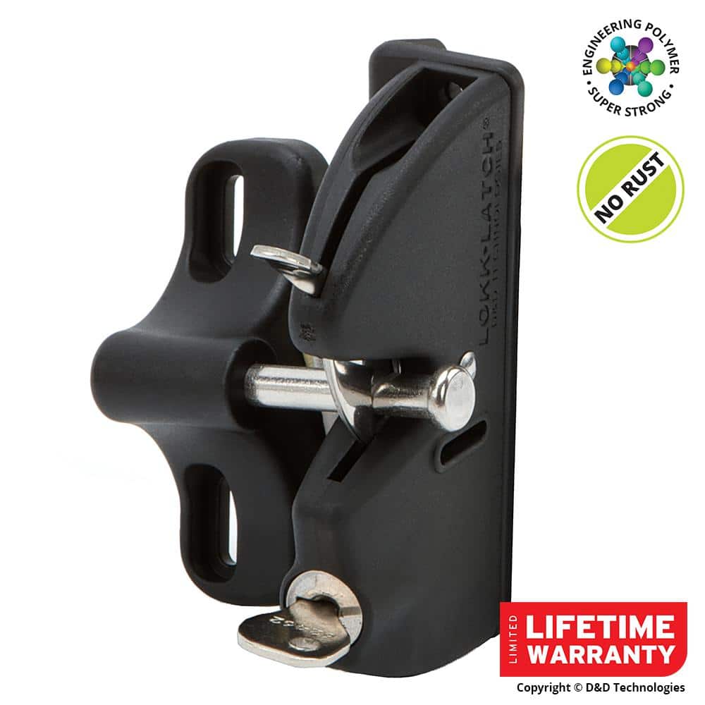 LOKKLATCH D&D Black Key-Lockable Gate Latch
