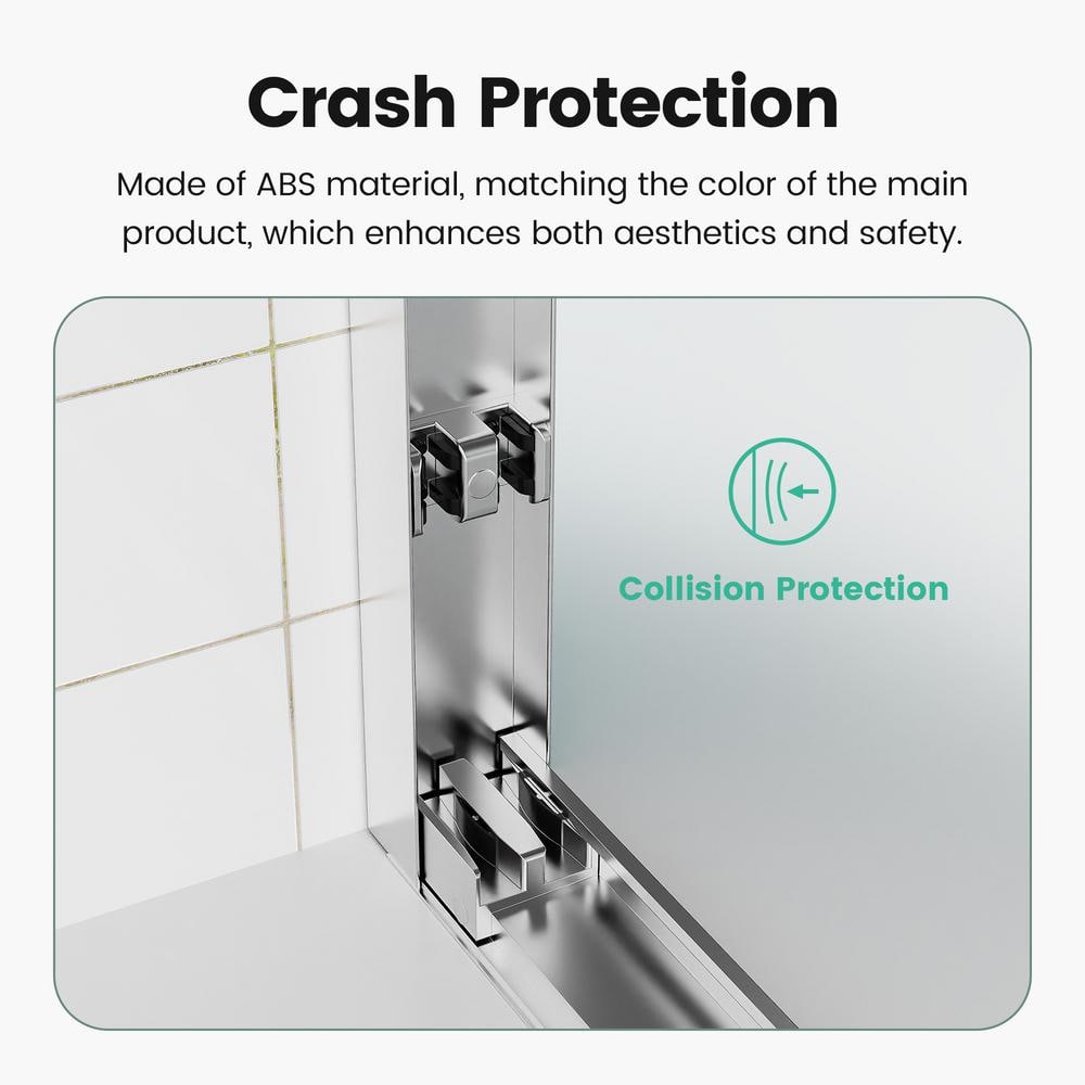 Lonni 44-48 in. W x 72 in. H Semi-Frameless Sliding Glass Shower Door in Chrome Finish w/ 1/4 in. (6 mm) Clear Tempered Glass